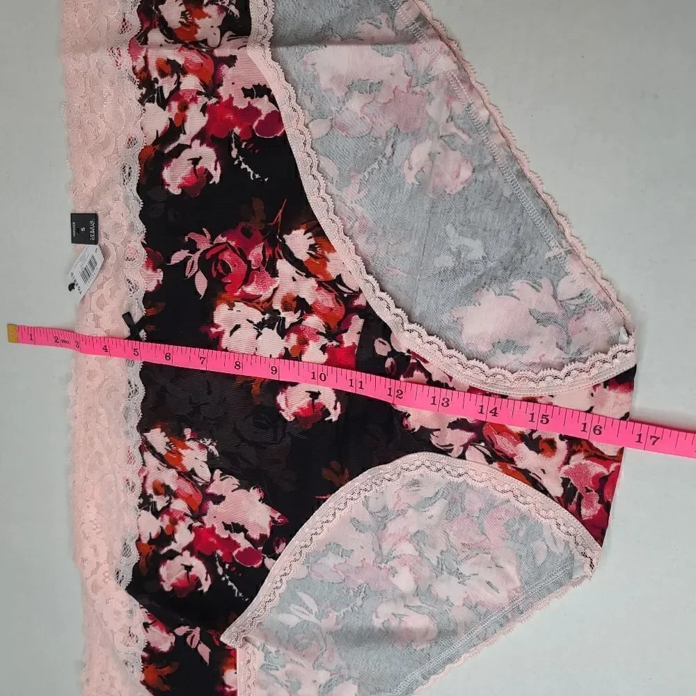 5X 28W Torrid Pink Floral Hipster Panty Wide Lace Cotton Mid Rise Stretch roses